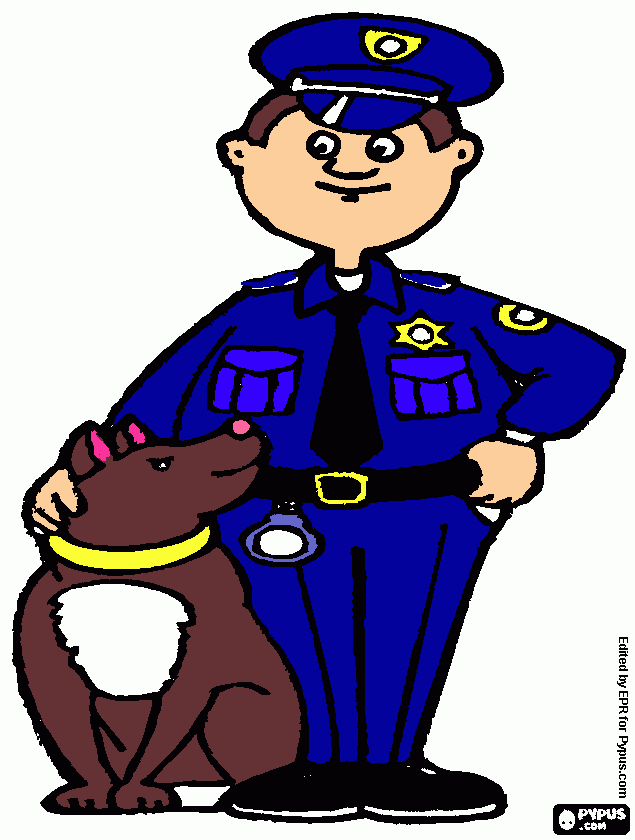 cop and dog coloring page