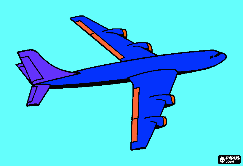 Flying in an aeroplane coloring page