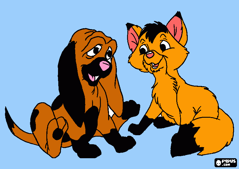 fox and the hound from tyrinna coloring page