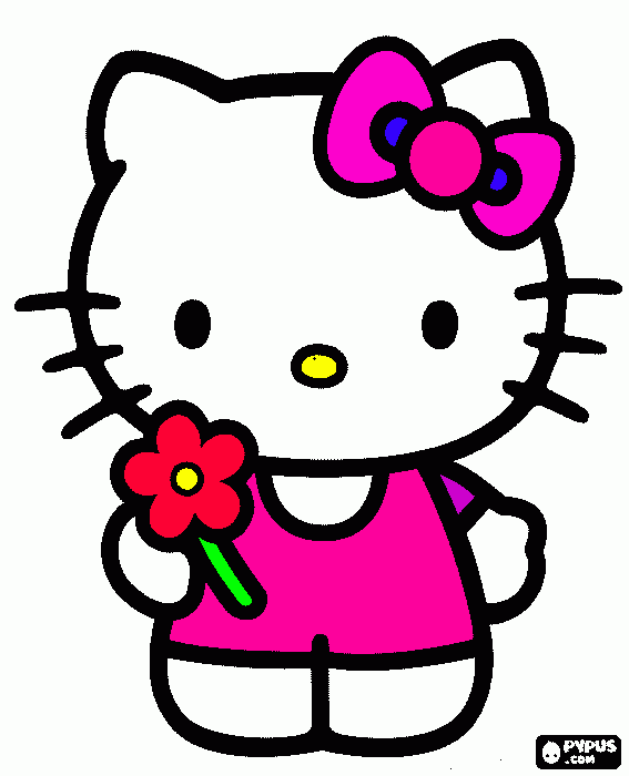 Hello Kitty mit Blume coloring page