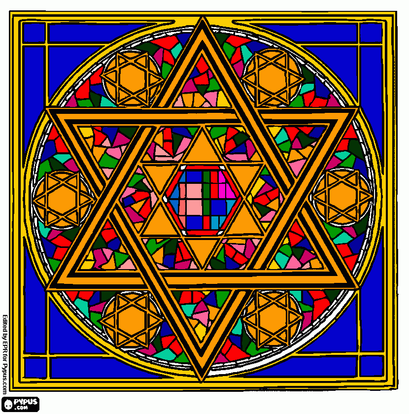 jewish stained glass window coloring page
