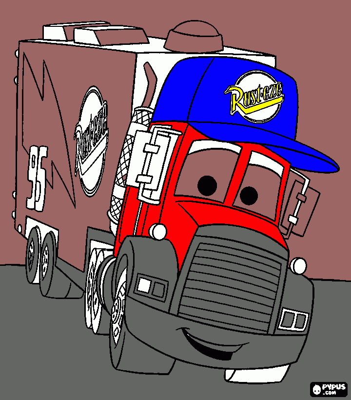 mack from cars coloring page