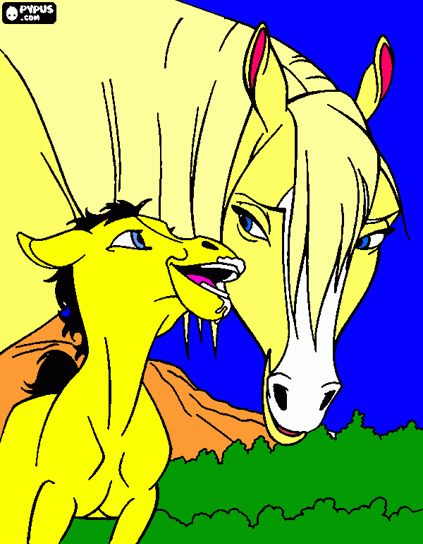 mare and colt coloring page