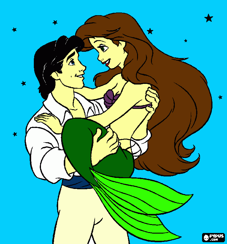 Mermaid Loren with Prince coloring page