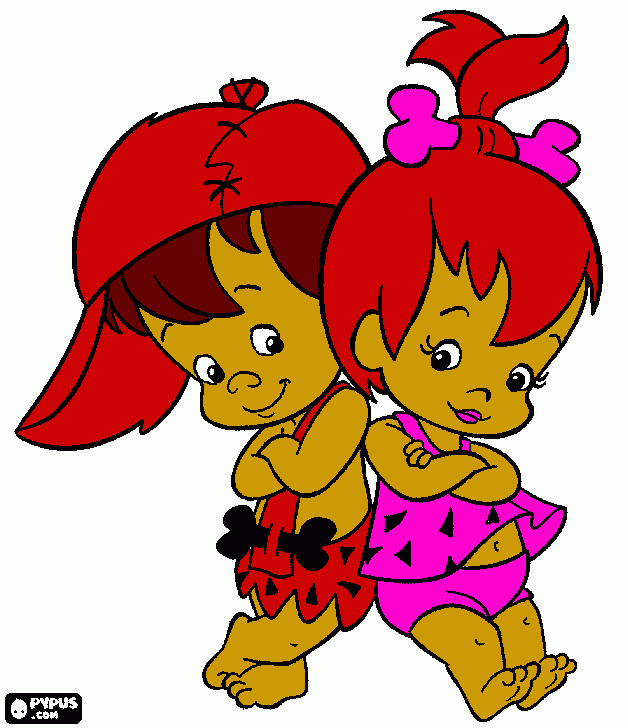 pebbles and bam bam, The Flintstones coloring page