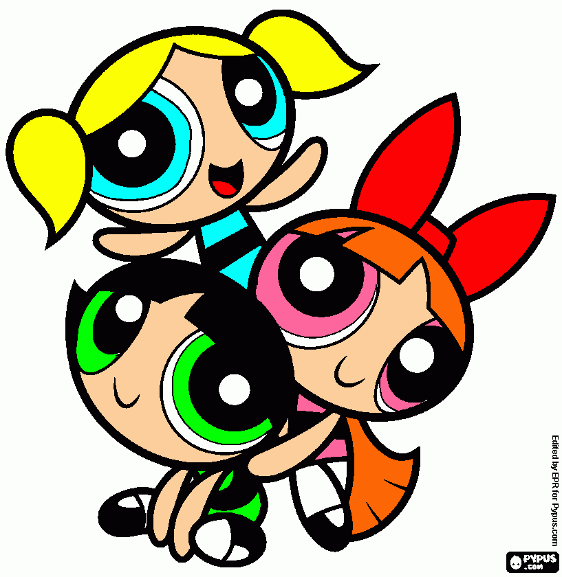 power puffs coloring page
