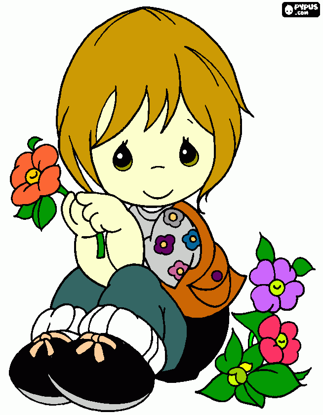 pres. moments flower coloring page