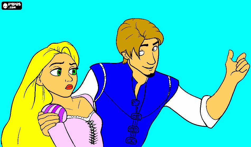 Rapunzel and Flynn coloring page