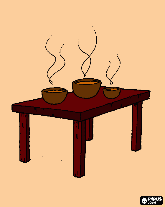 three bowls of soup coloring page