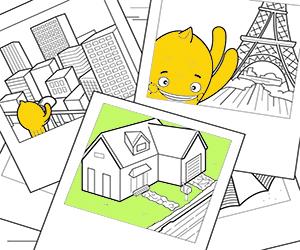 Houses, Cities and Monuments coloring pages
