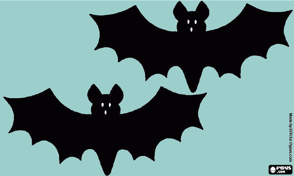 2  bats coloring page