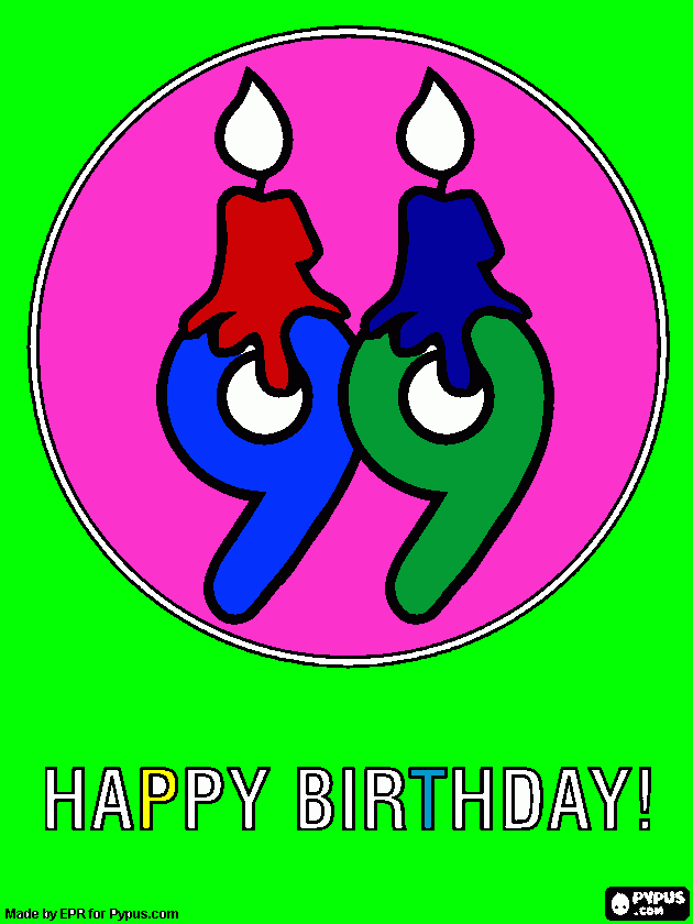 99 candles coloring page