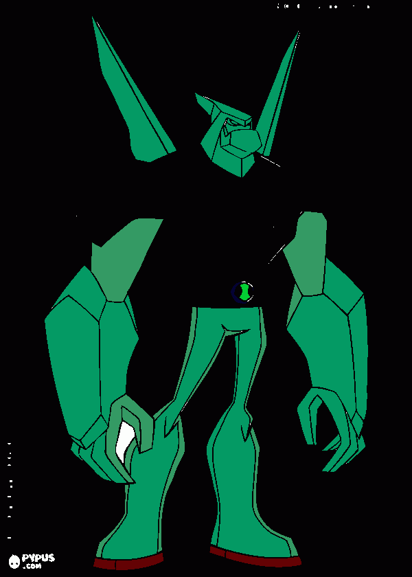 a ben 10 onitrick of  diamodhead coloring page