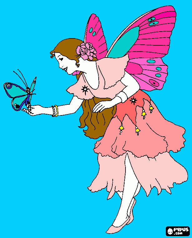 a beutifull fairy coloring page