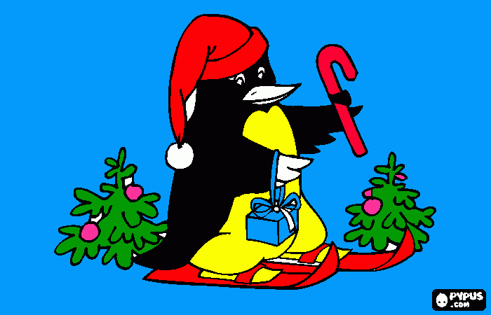 A christmas pengiun coloring page