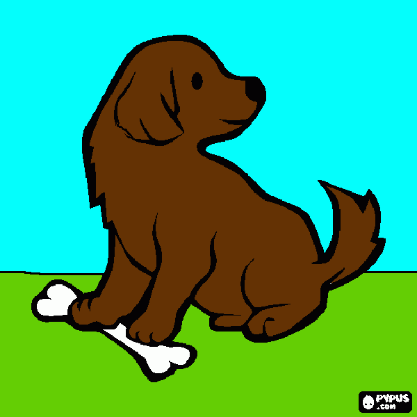 a dog eating a bone coloring page