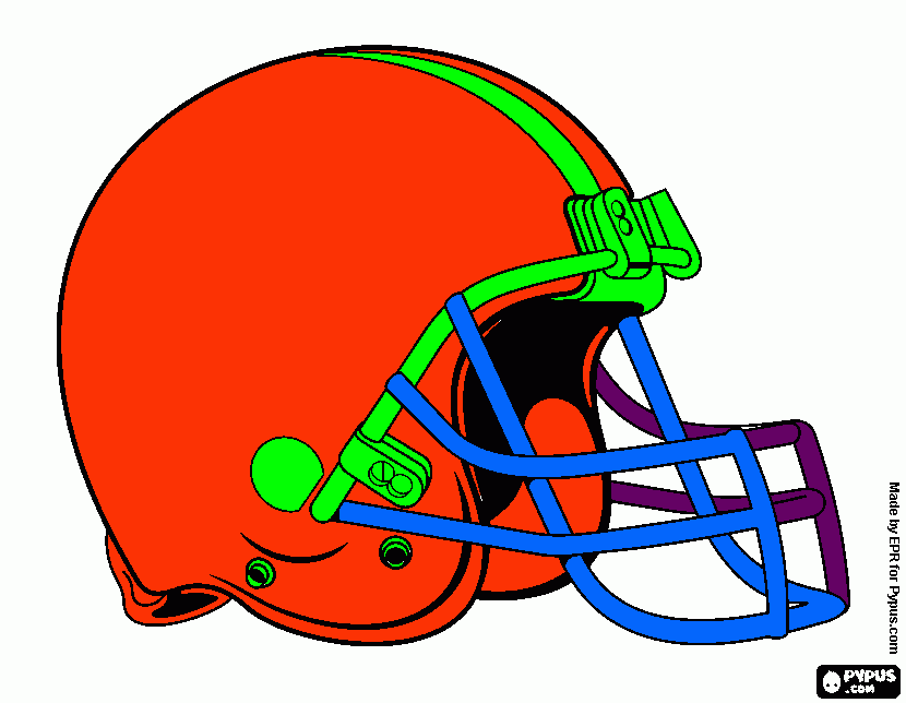 A helmet, Cleveland Browns logo, american football  coloring page