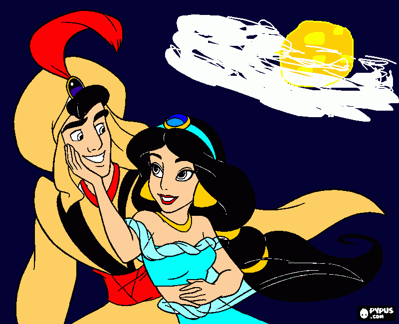 alladin & jasmin coloring page