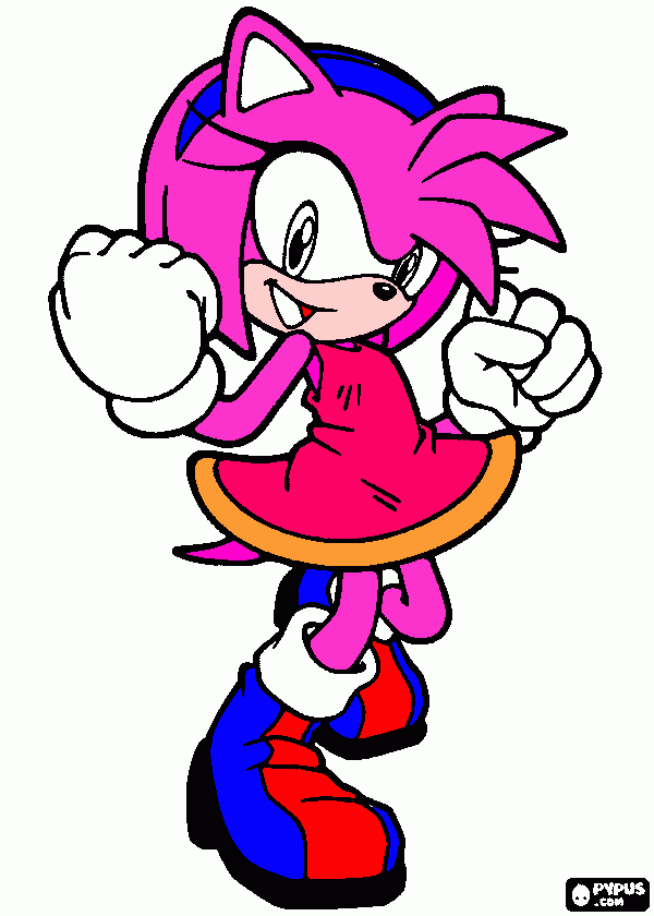 Amy from Sonic the hedgehog coloring page