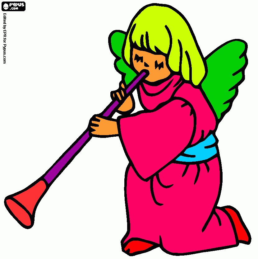 an angel blowing the trumpet for jesuses arriveval! coloring page