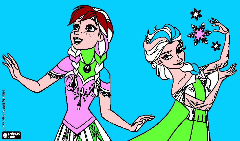 ana and elsa coloring page