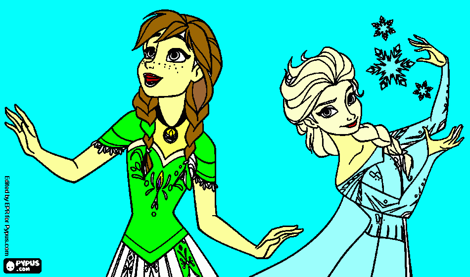 Anna and Elsa from Frozen coloring page