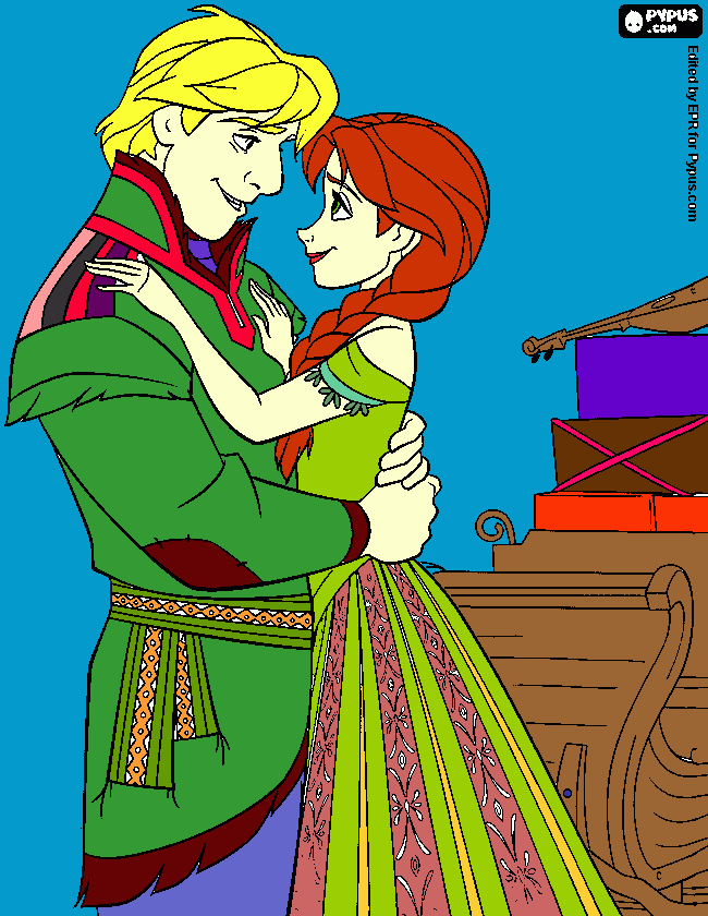 Anna and Kristoff coloring page