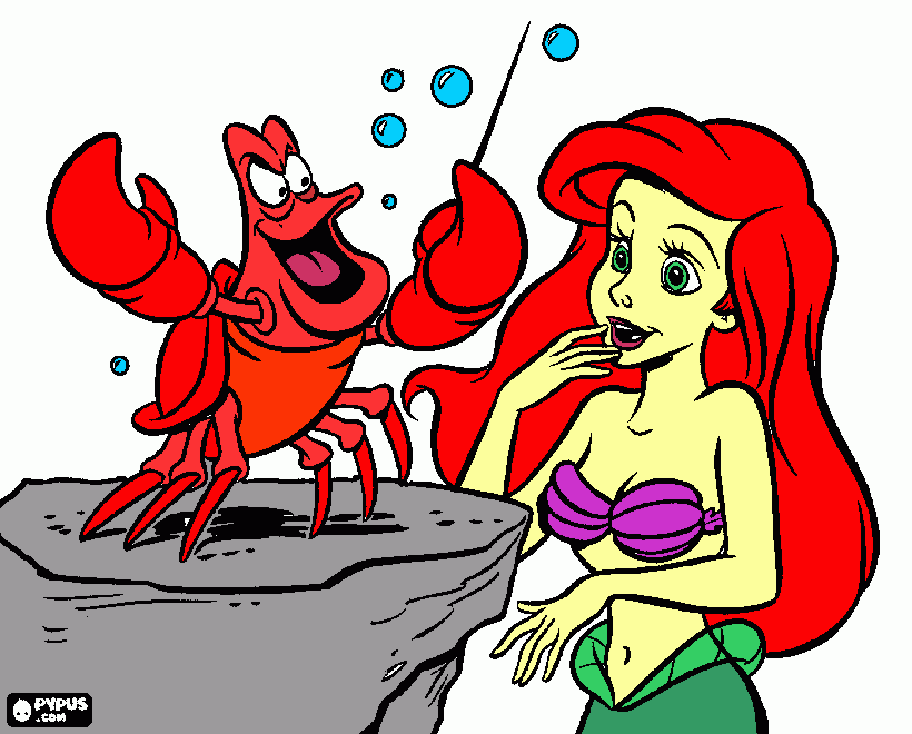 Ariel and Sebastian :) coloring page