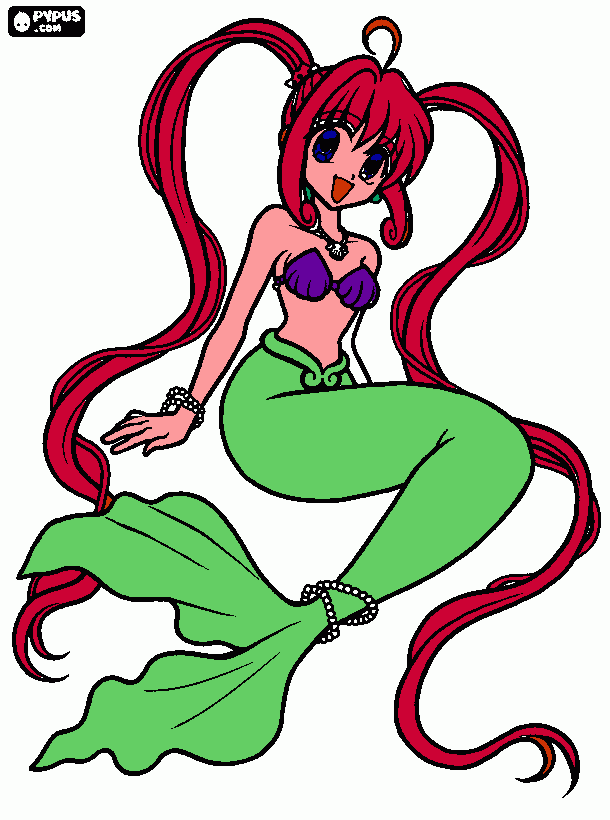 ariel japanese anime coloring page