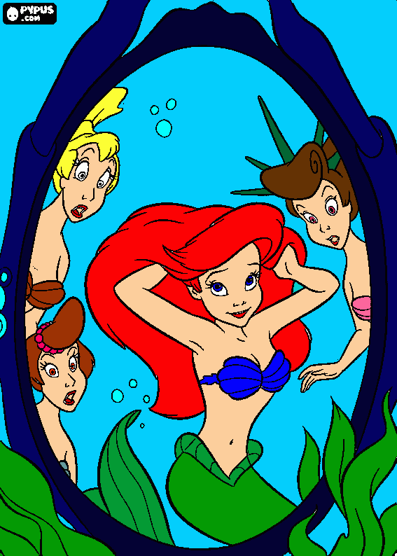 ariel mirror coloring page