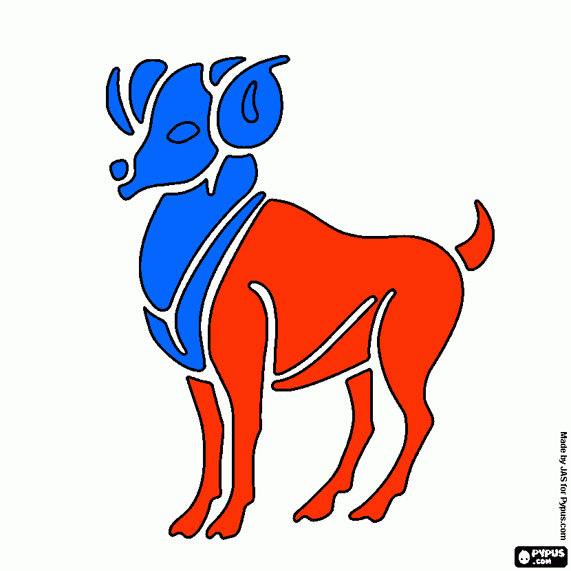 Aries. The ram. First sign of the zodiac. coloring page