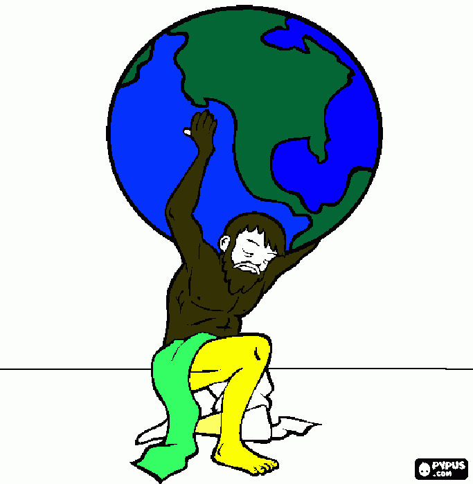 atlas and the world coloring page