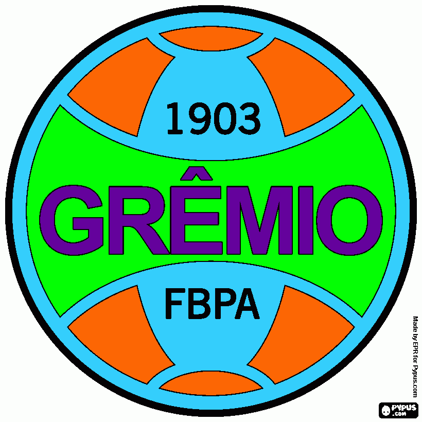 Badge of Grêmio Foot-Ball Porto Alegrense, known as Gremio of Porto Alegre, Brazilian football team  coloring page