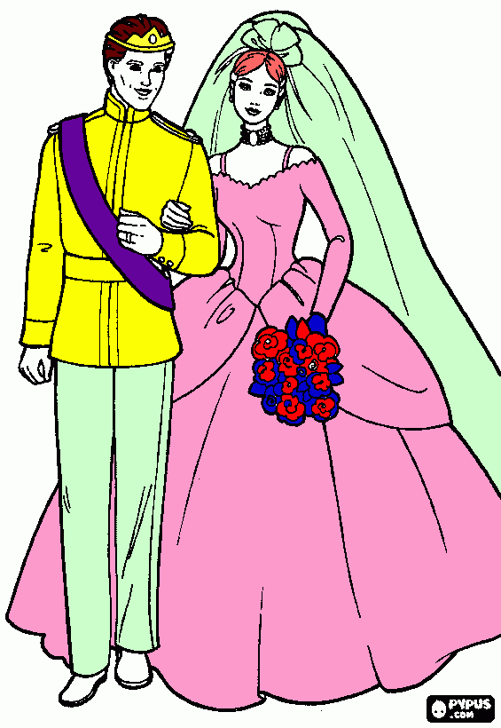 barbie and ken  coloring page