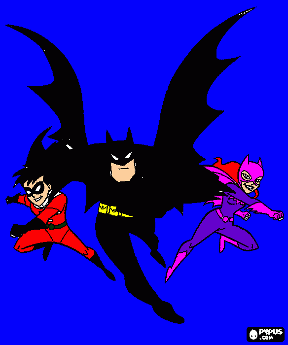 batman robin and batgirl coloring page