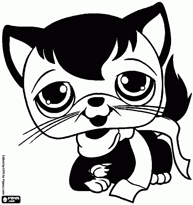 black and white lps cat coloring page