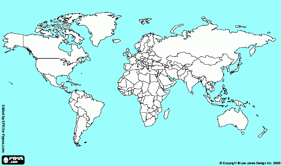 Карта мира со странами и границами раскраска