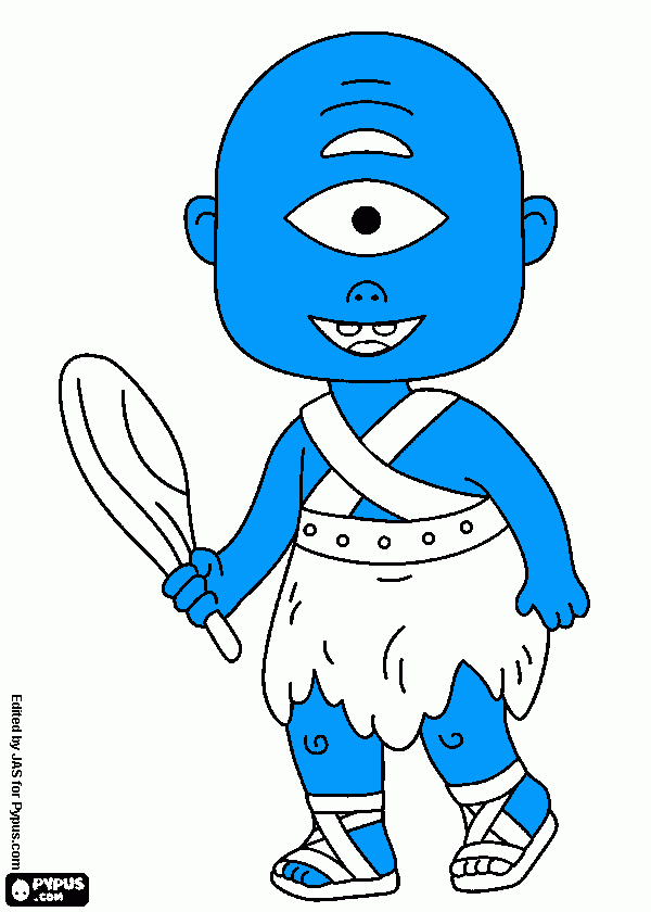 blue cyclops coloring page