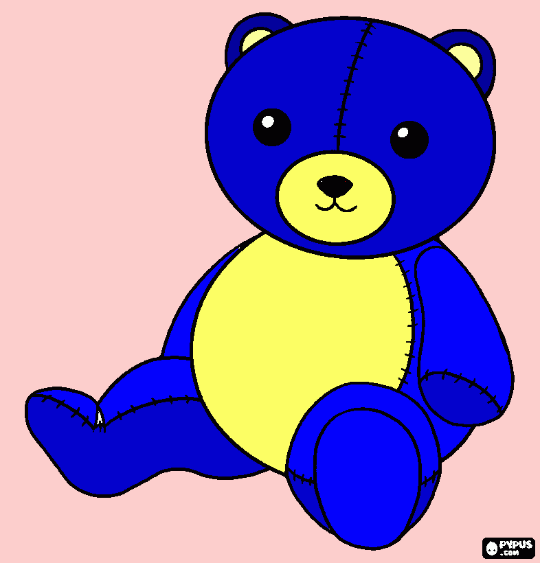 Blue Teddy bear coloring page