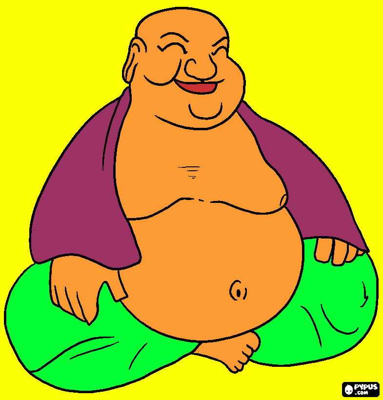 Buddha is happy.   coloring page