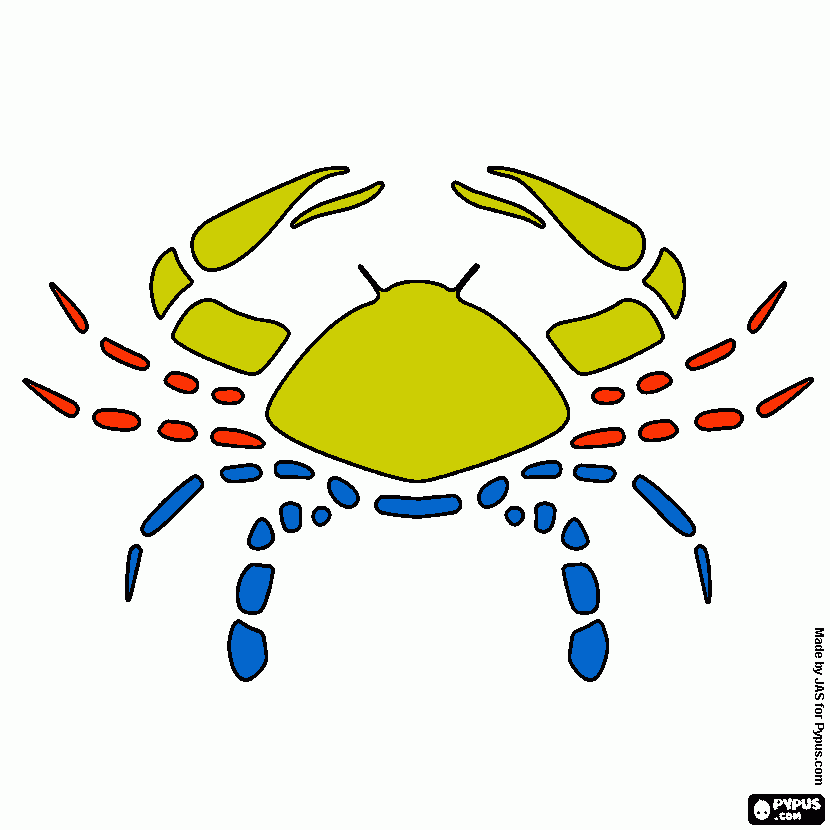 Cancer. The Crab. Fourth sign of the zodiac. coloring page