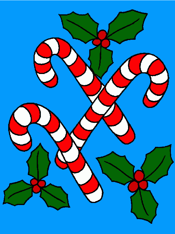 Candy Canes and Holly Sprigs coloring page