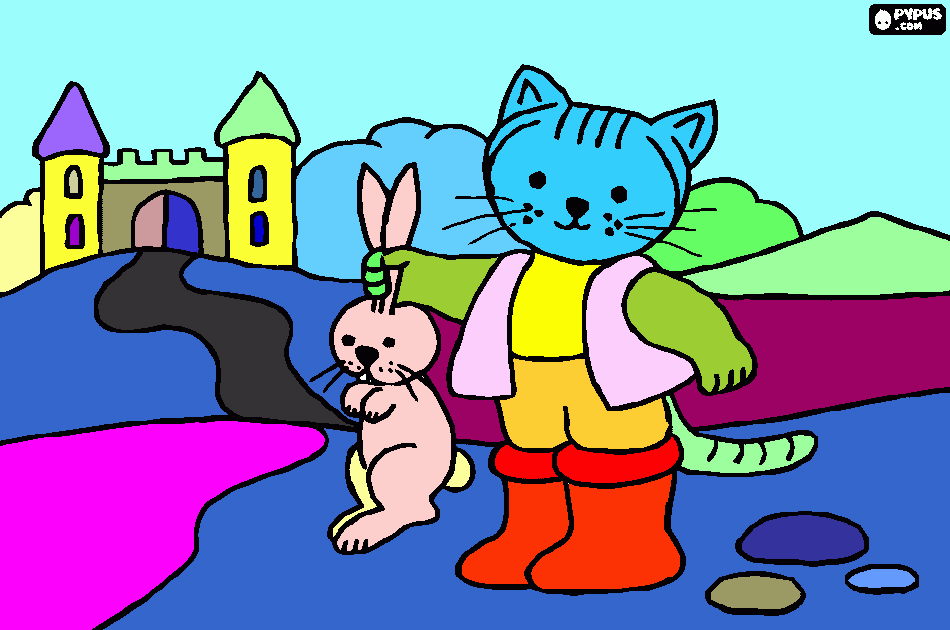 cat in boots coloring page