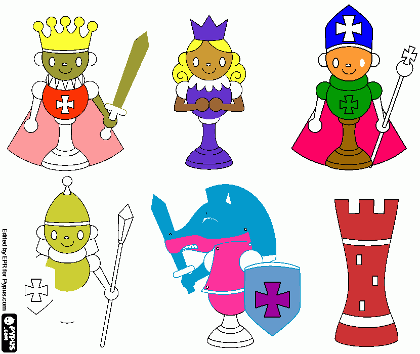 chess pieces coloring page