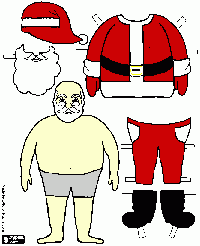 Christmas Dress Up game with Santa Claus coloring page