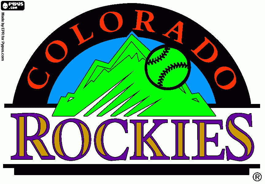 Colorado Rockies logo, baseball team coloring page