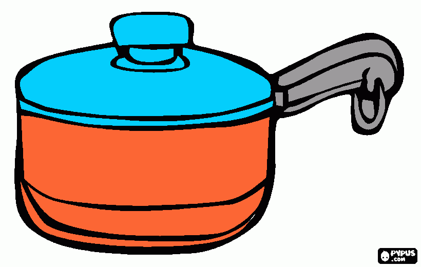 Cookware: a pot or a saucepan with lid coloring page