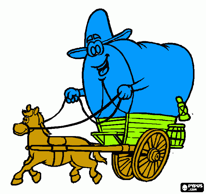 Covered wagon used by the settlers of the Wild West  coloring page