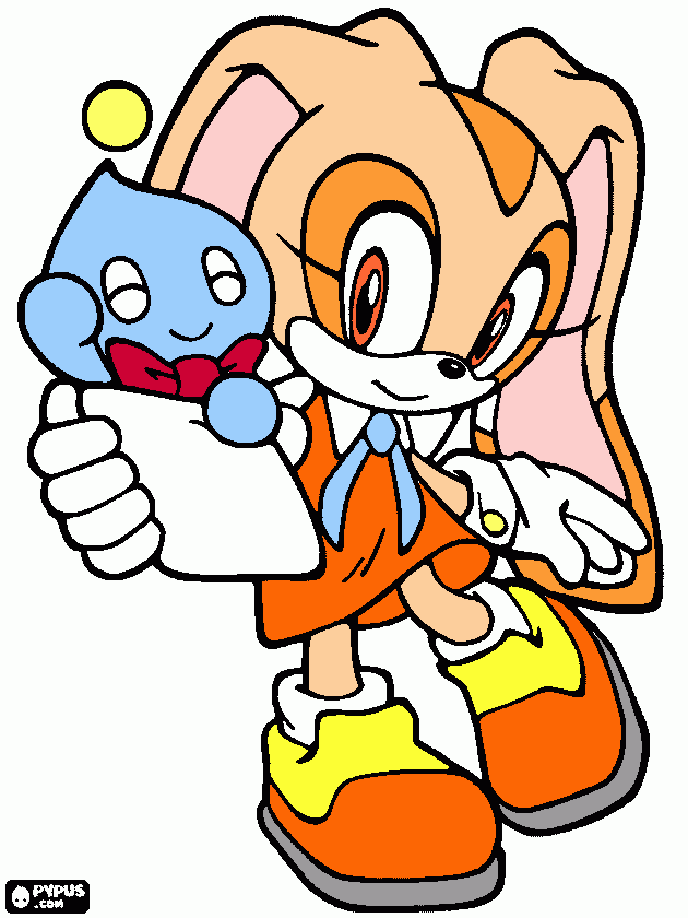 cream the rabbit and cheese the chao coloring page