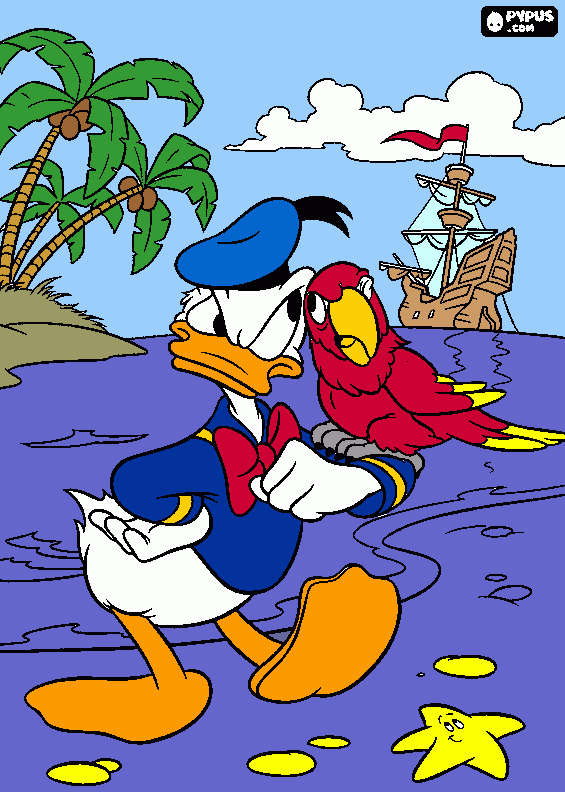 Donald és a papagáj coloring page